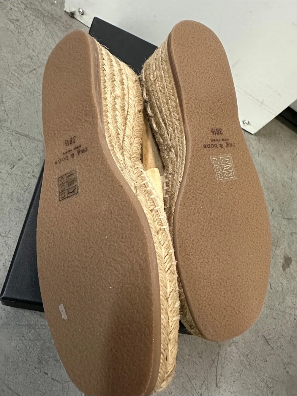 rag & bone Tan Suede Espadrille Wedge Sandals with Silver Buckle